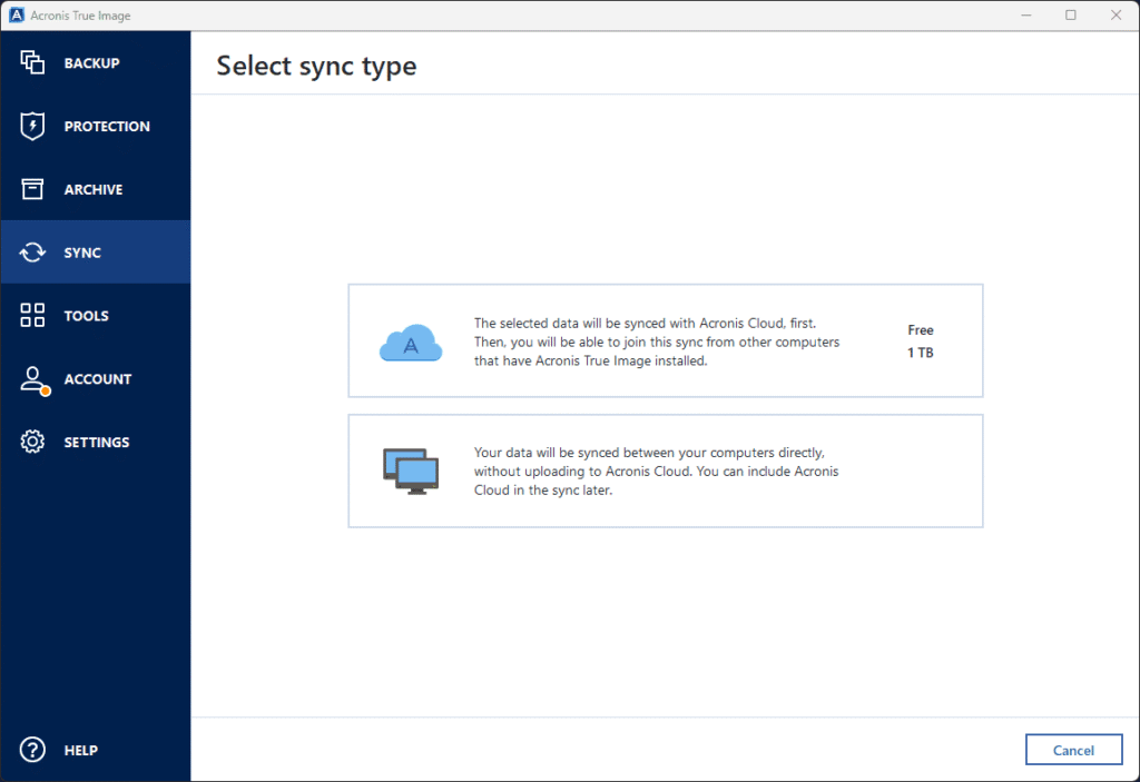 Acronis True Image Sync
